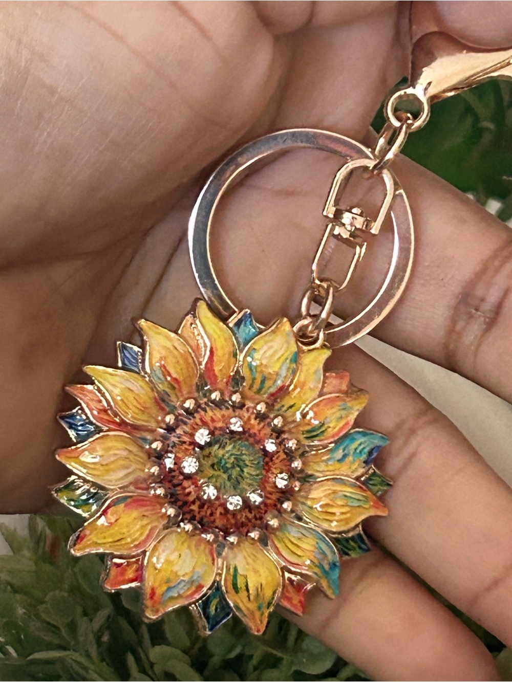 Sunflower Enamel Keychain Charm - Multicolor